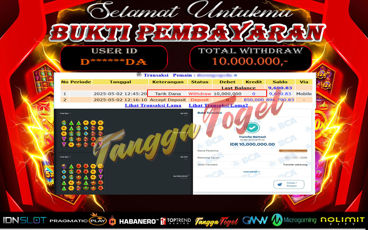 Bukti Jackpot Slot