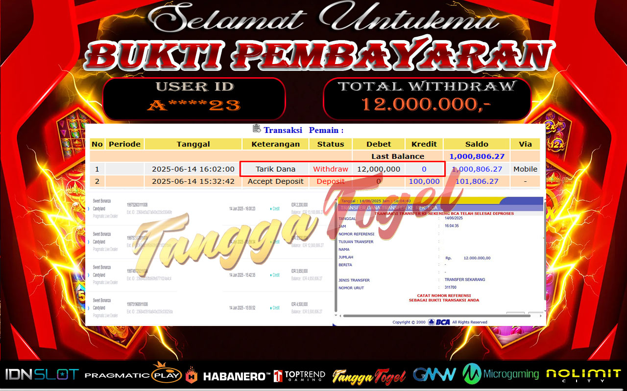 Bukti Jackpot Live Game